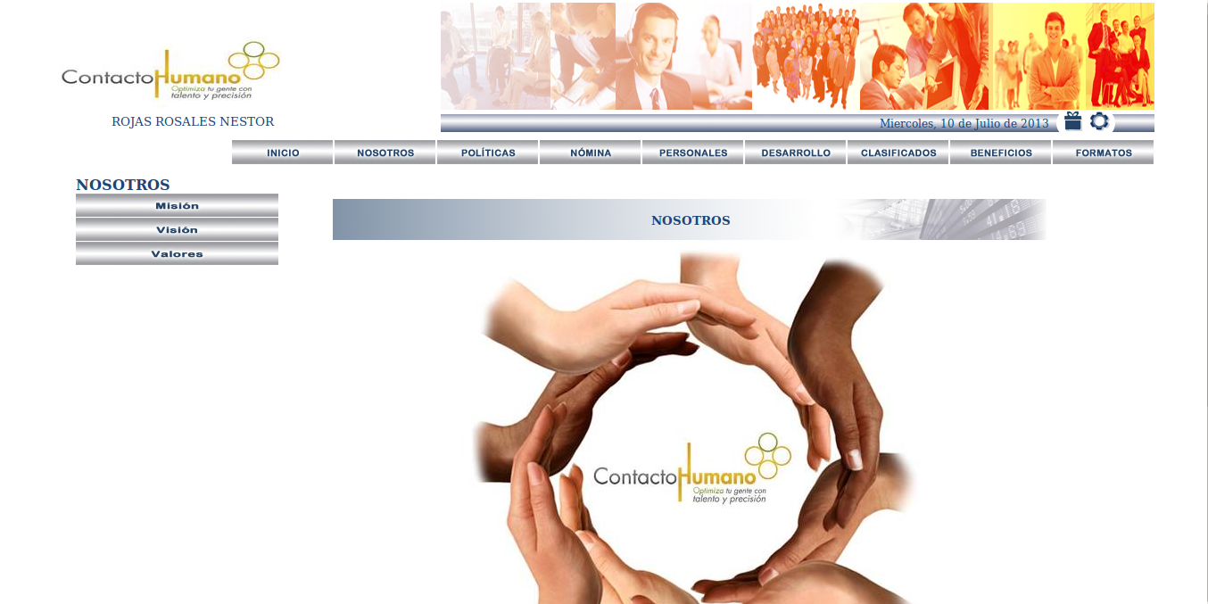 Pantalla del portal de empleados EasyWork presentada por Luserra